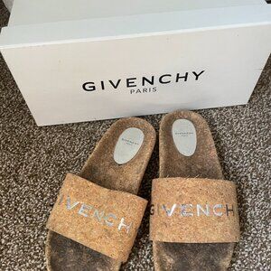 Authentic Tan Givenchy Slides - Size 38.5